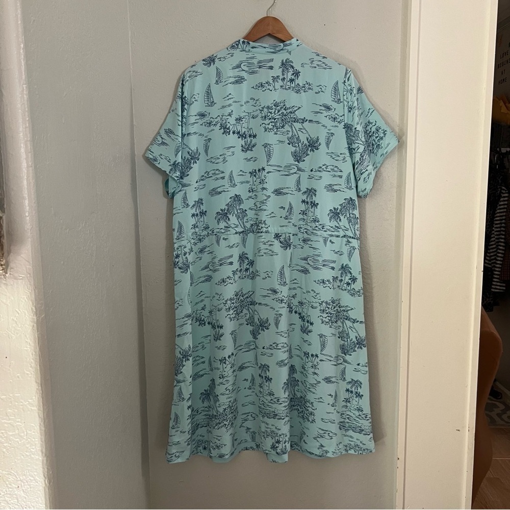 Lands' End Women’s Sz 1X Plus Size Short Sleeve Button Front Dress Shirt Dress - Picture 3 of 10